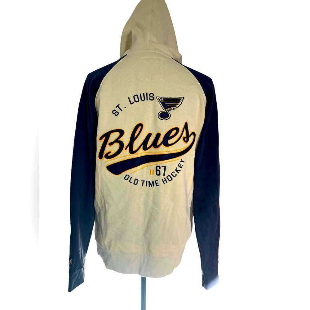 NHL ST LOUIS BLUES VINTAGE HOCKEY ZIP‎ UP JACKET WITH HOOD WOMENS SIZE XL